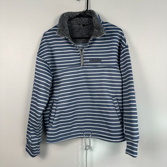 Simply Southern Womens 1/4 Zip Pullover Sweatshirt Size Large Blue White Stripe - Picture 1 of 3